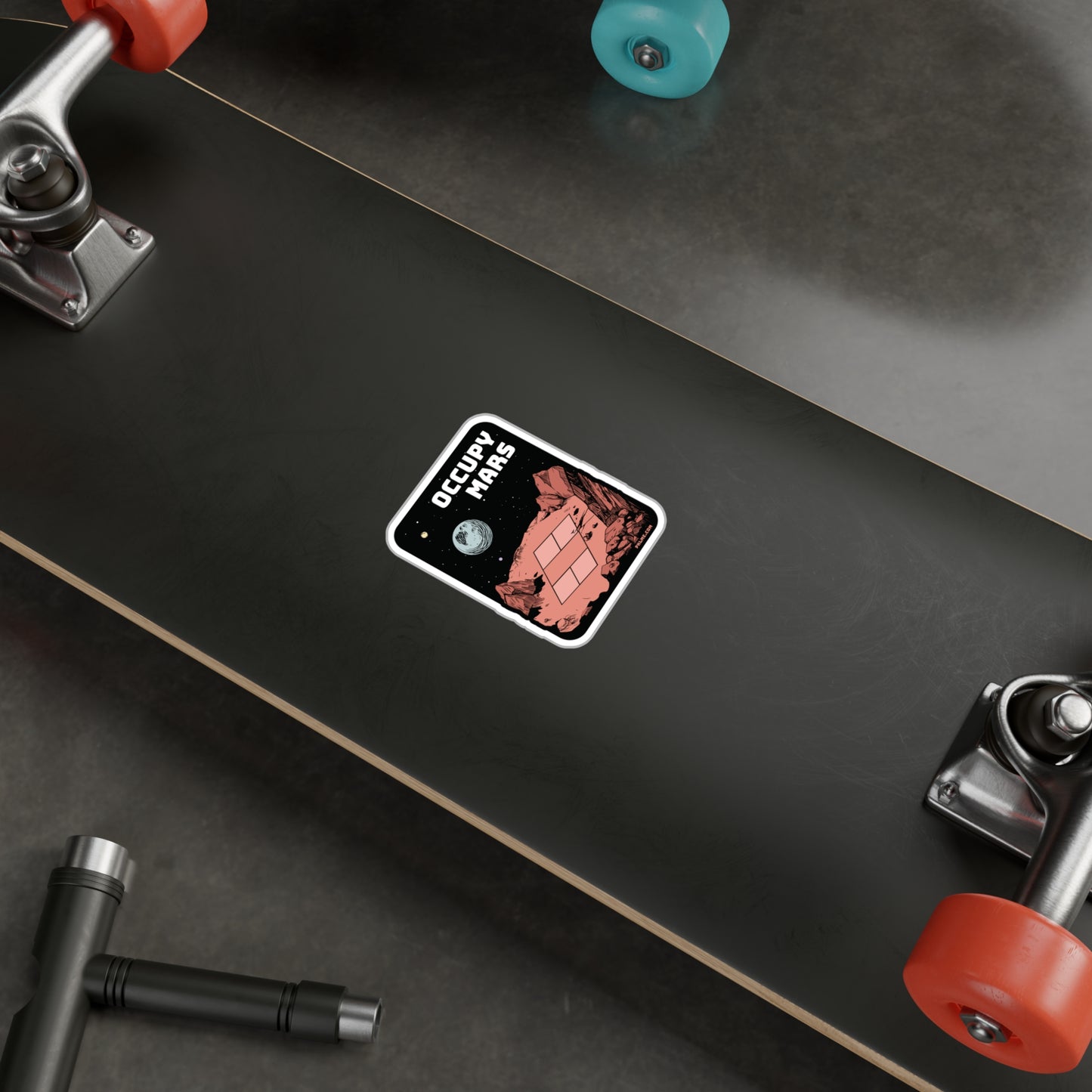 PKLme Indoor / Outdoor Sticker - White Waterproof Vinyl - Occupy Mars