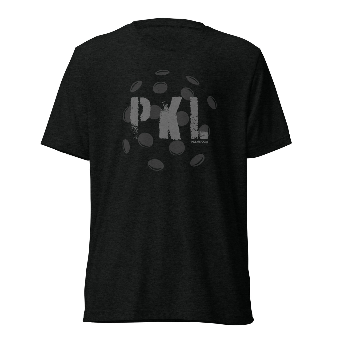 PKLme Unisex Triblend Pickleball Shirt - Black on Black Design