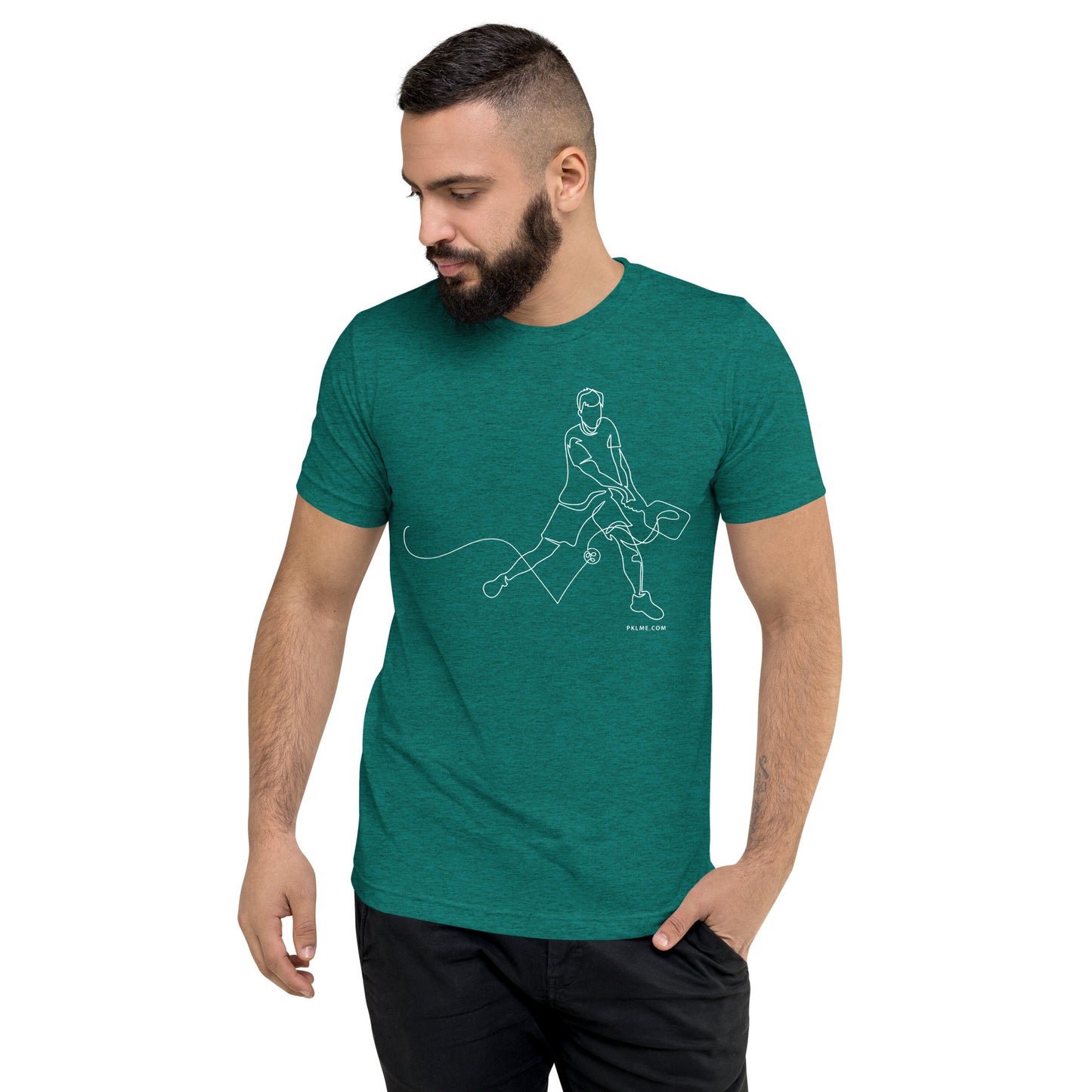 PKLme Unisex Triblend Pickleball Shirt - One Line Drawing