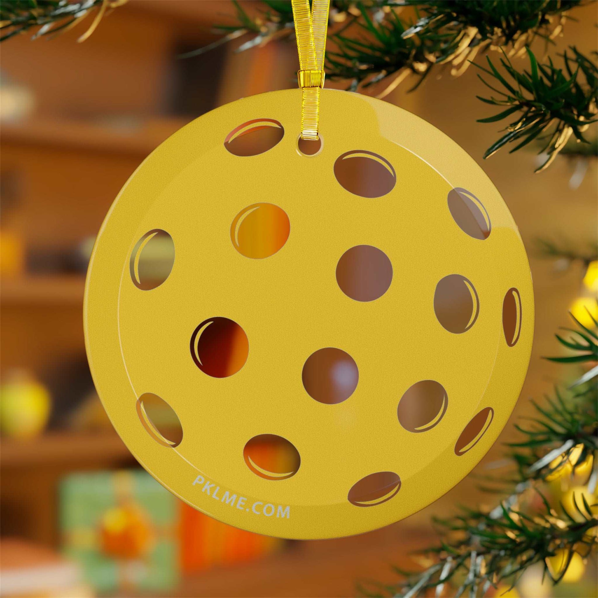 PKLme Pickleball Christmas Ornament - Glass pickleball holiday ornament