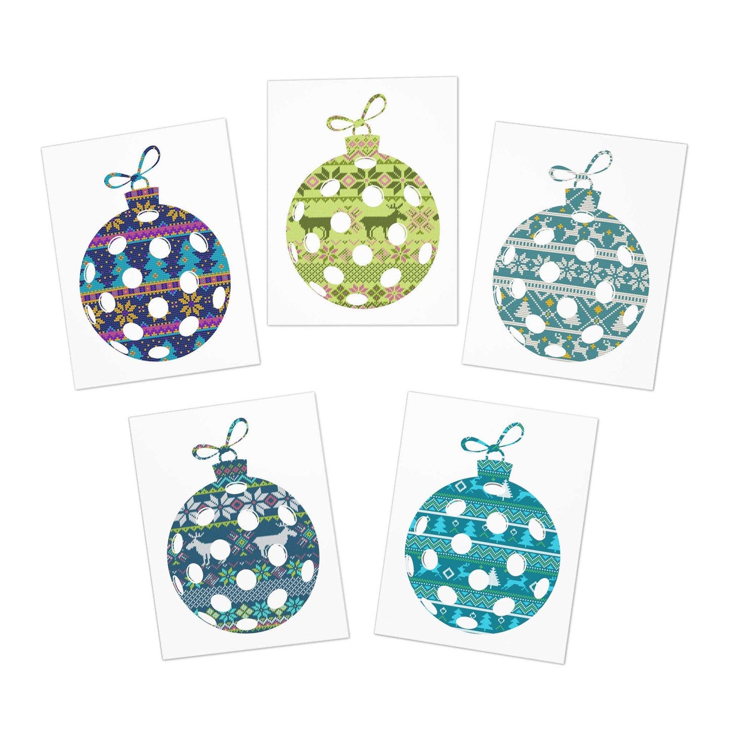 PKLme Pickleball Holiday Cards - 5 different designs with envelopes