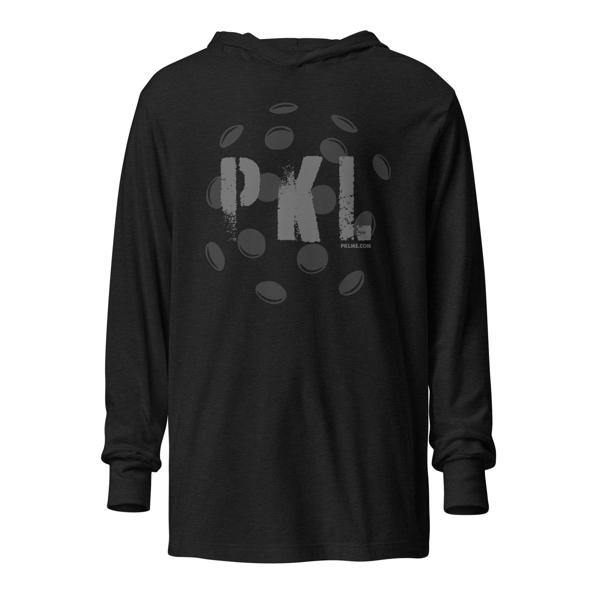 PKLme Unisex Lightweight Triblend Pickleball Warmup Hoodie - PKL - Black on Black Design