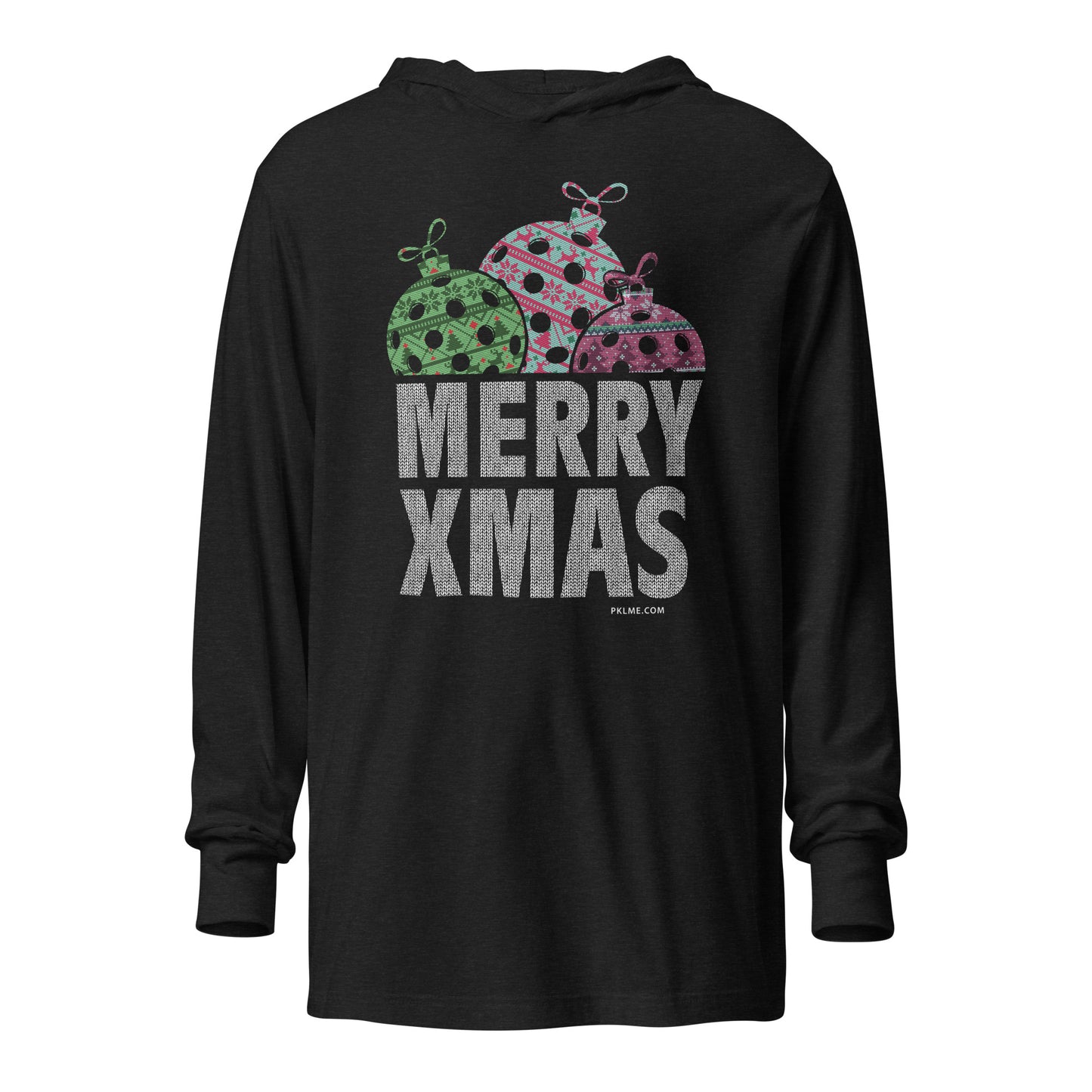 PKLme Unisex Lightweight Triblend Pickleball Warmup Hoodie - Christmas
