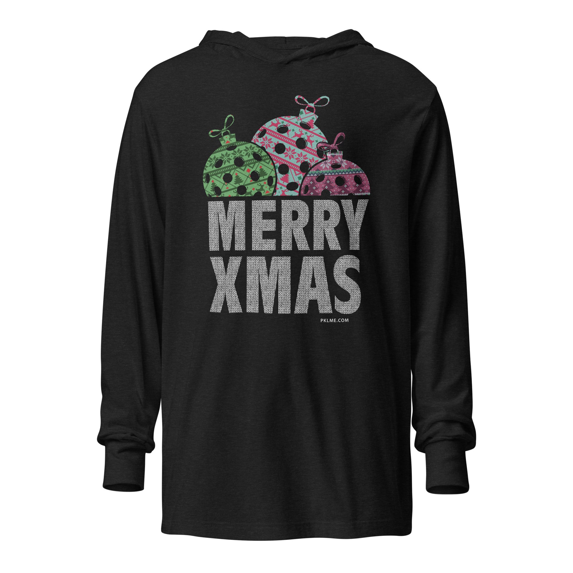 PKLme Unisex Lightweight Triblend Pickleball Warmup Hoodie - Christmas