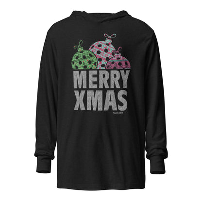 PKLme Unisex Lightweight Triblend Pickleball Warmup Hoodie - Christmas