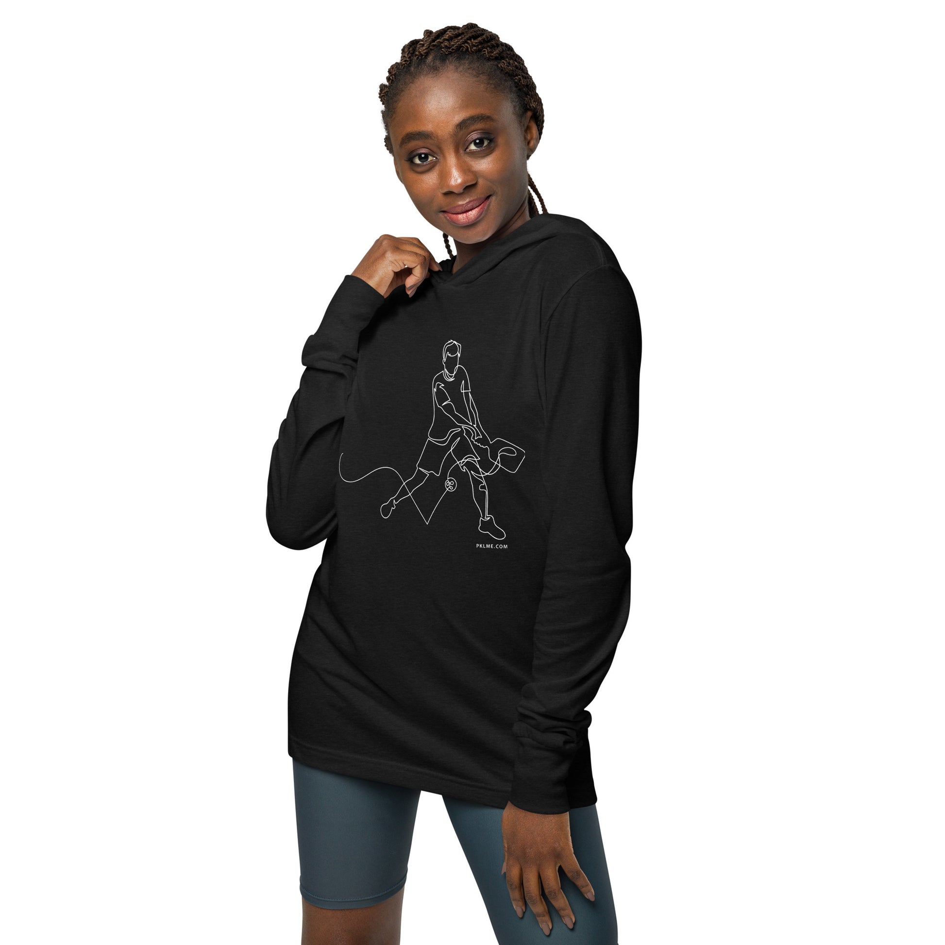 PKLme Unisex Lightweight Triblend Pickleball Warmup Hoodie - One Line Drawing