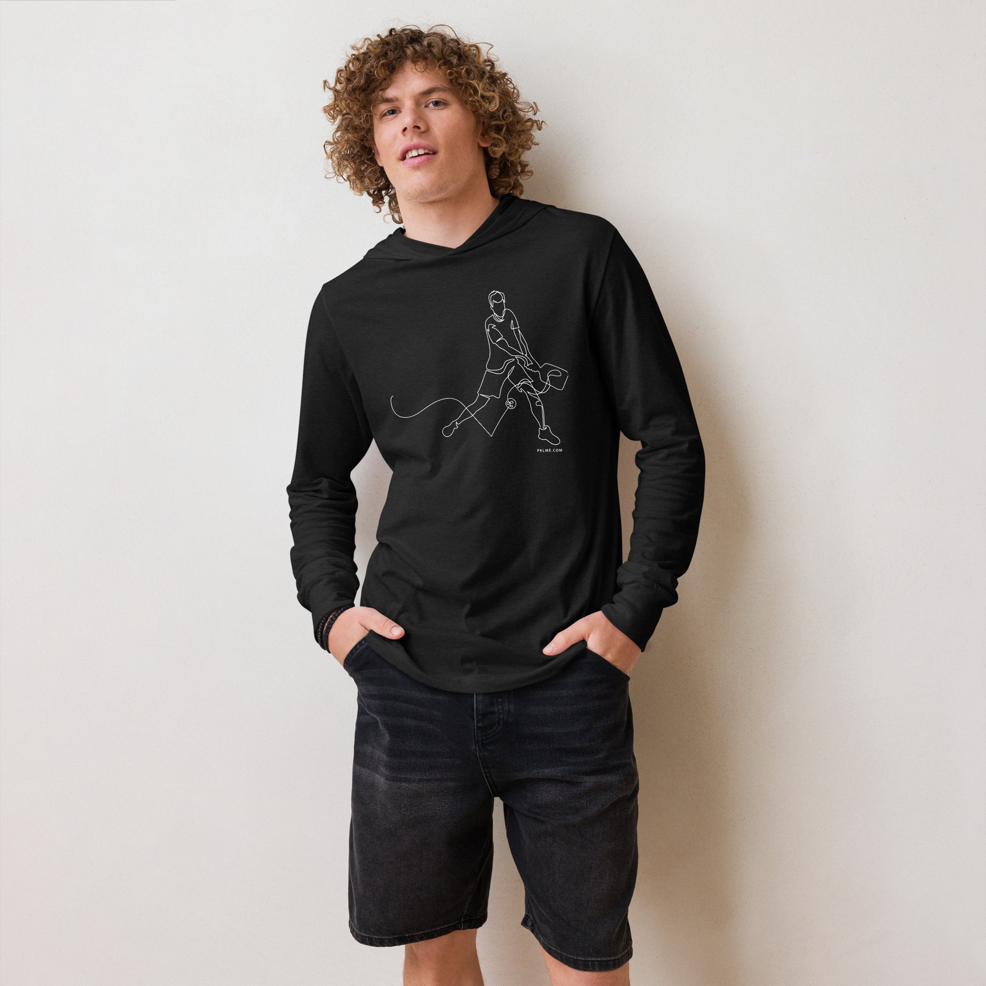 PKLme Unisex Lightweight Triblend Pickleball Warmup Hoodie - One Line Drawing