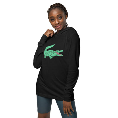 PKLme Unisex Lightweight Triblend Pickleball Warmup Hoodie - Retro Alligator