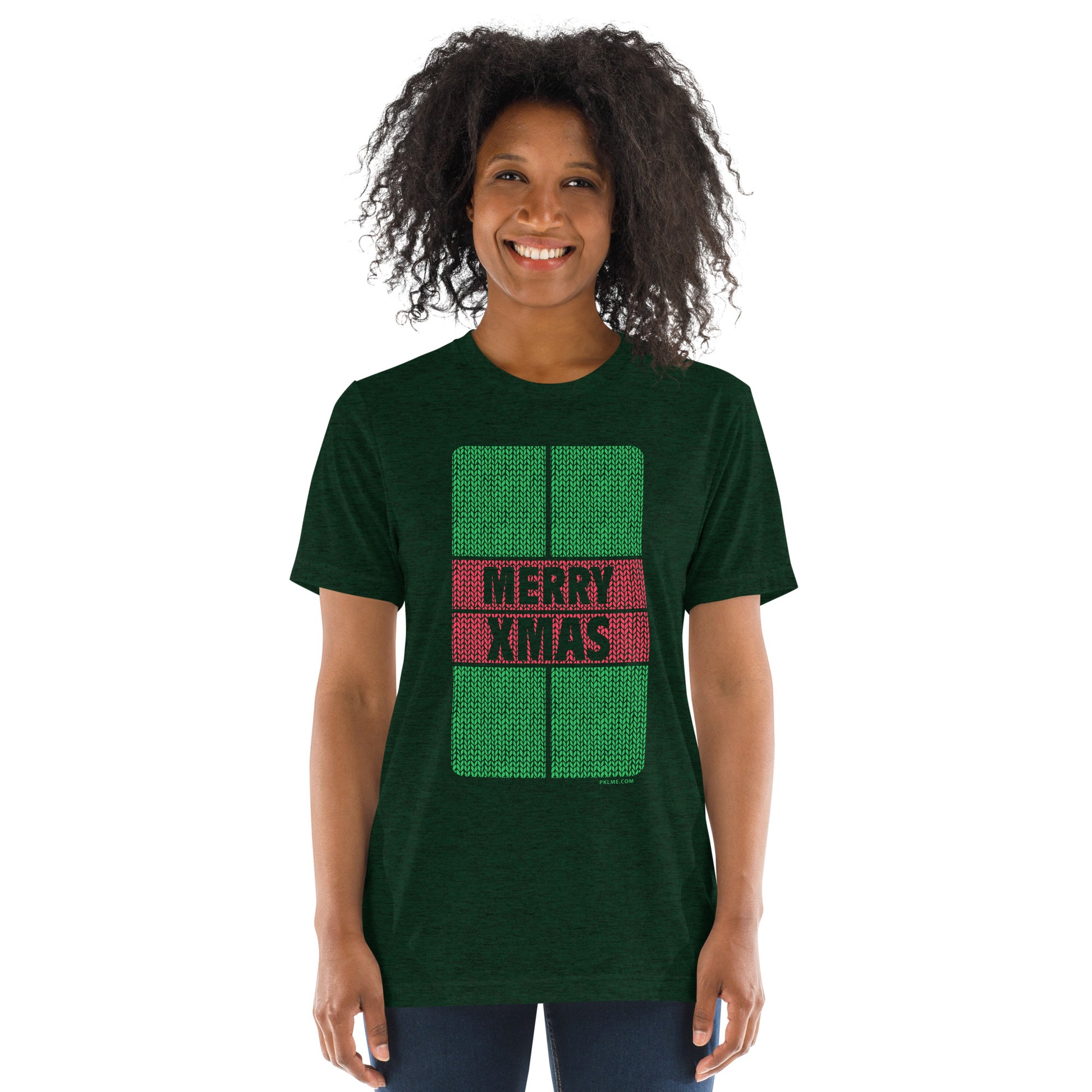 PKLme Unisex Triblend Pickleball Shirt - Court Series - XMAS
