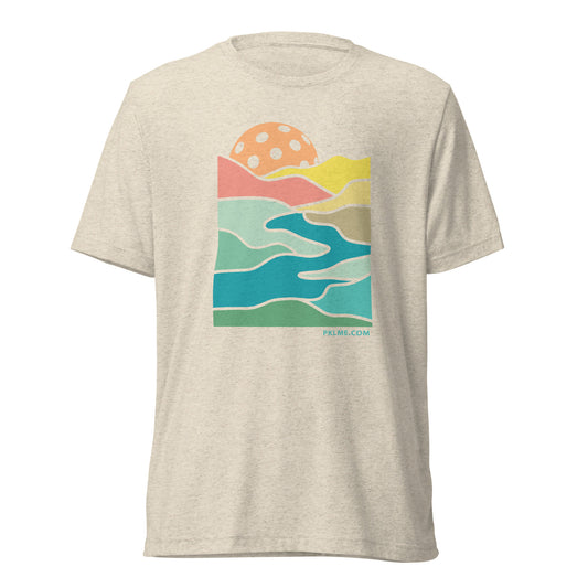 PKLme Unisex Triblend Pickleball Shirt - Artsy Sunset