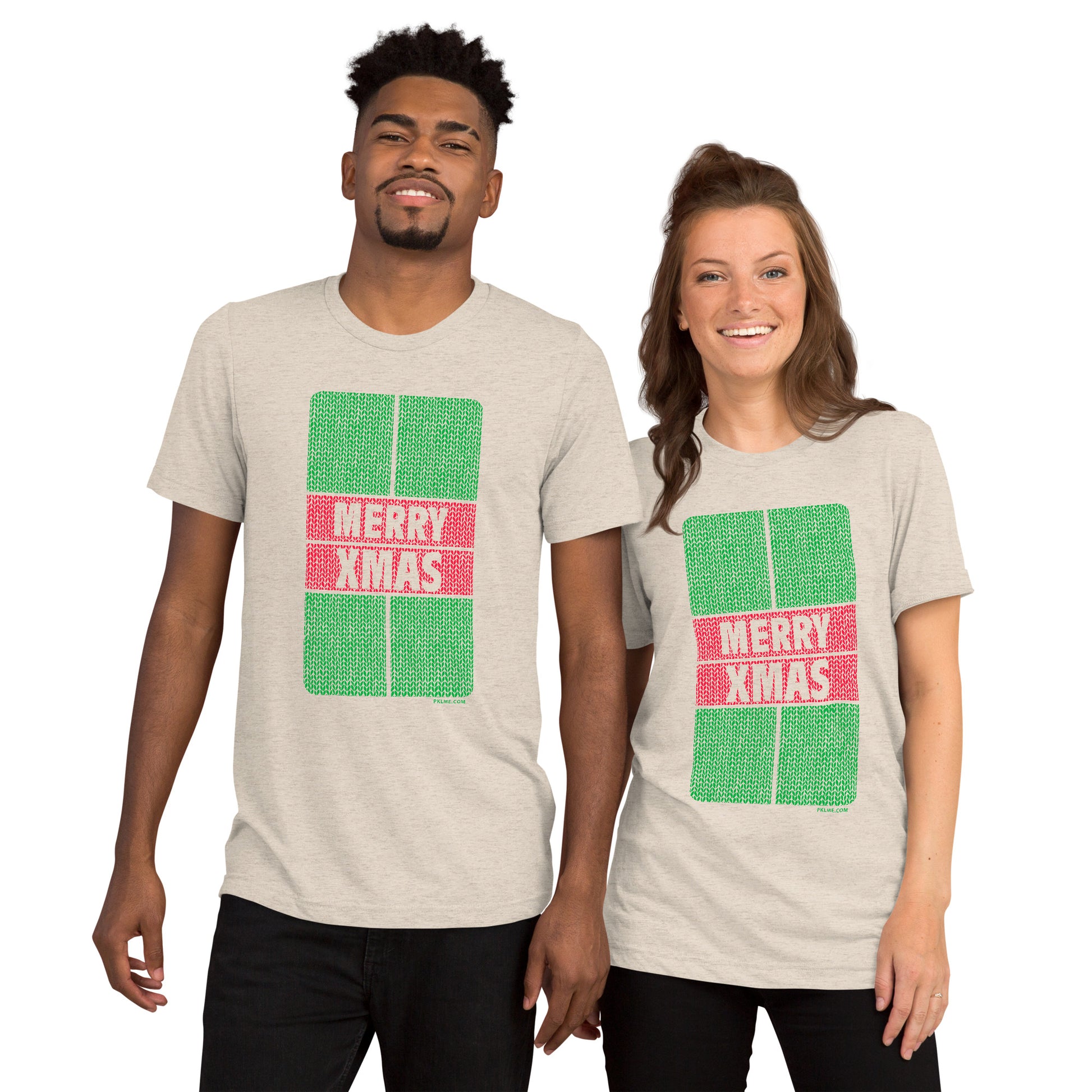 PKLme Unisex Triblend Pickleball Shirt - Court Series - XMAS