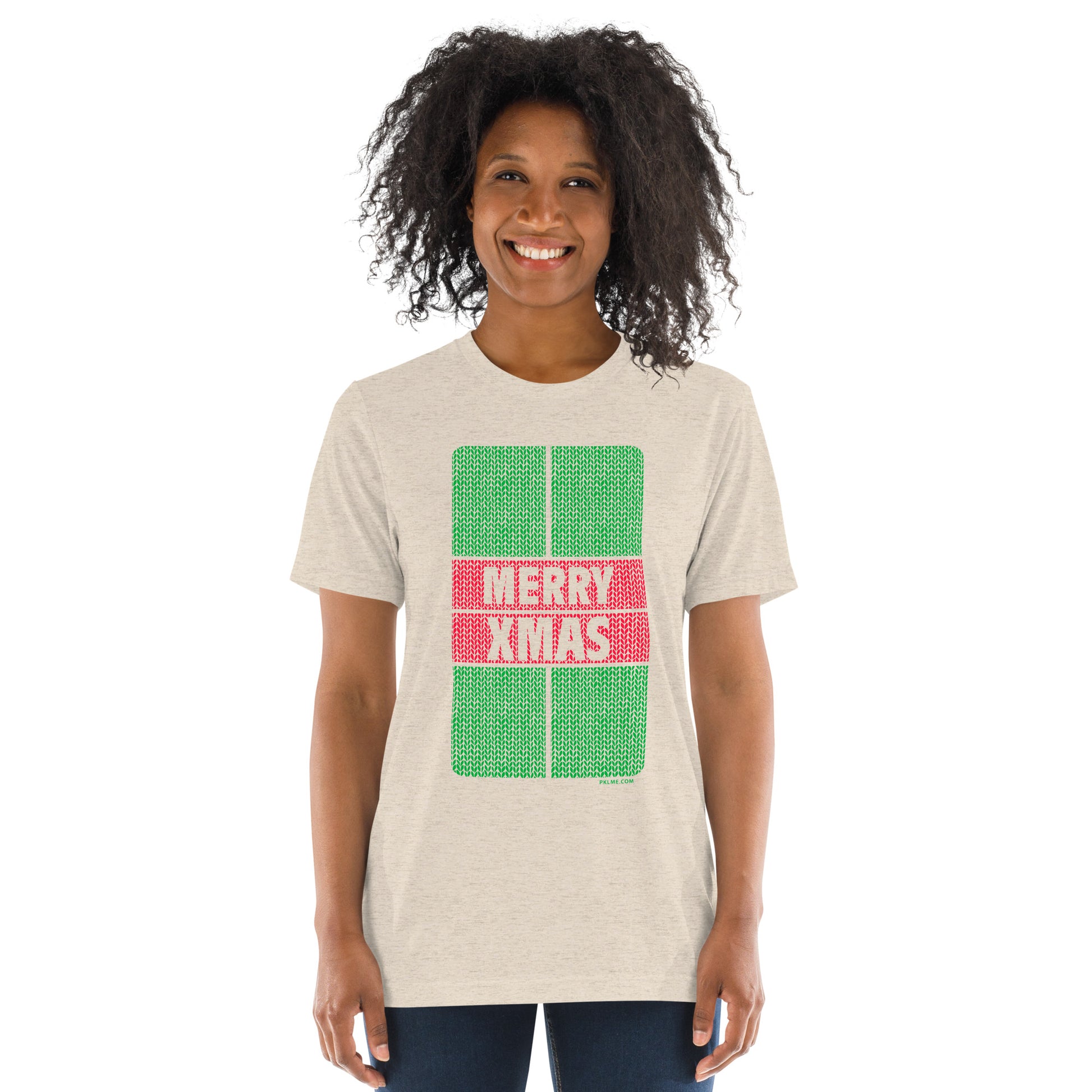 PKLme Unisex Triblend Pickleball Shirt - Court Series - XMAS