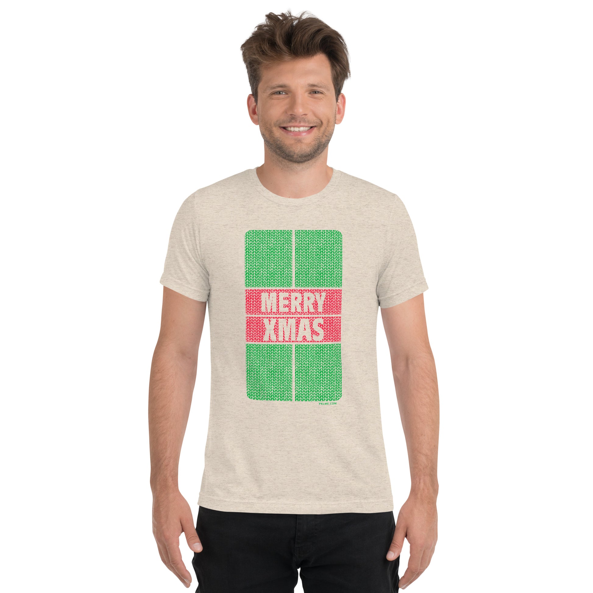 PKLme Unisex Triblend Pickleball Shirt - Court Series - XMAS