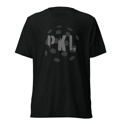 PKLme Unisex Triblend Pickleball Shirt - Black on Black Design