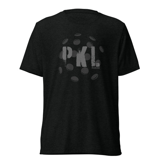 PKLme Unisex Triblend Pickleball Shirt - Black on Black Design