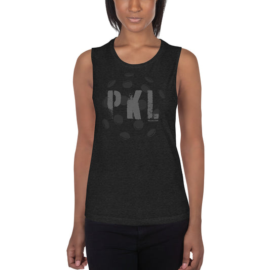 PKLme Womens Lightweight Tank Top Shirt - Black on Black Design